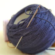 Spiral Eye size 24 Tapestry needle with size 8 perle cotton